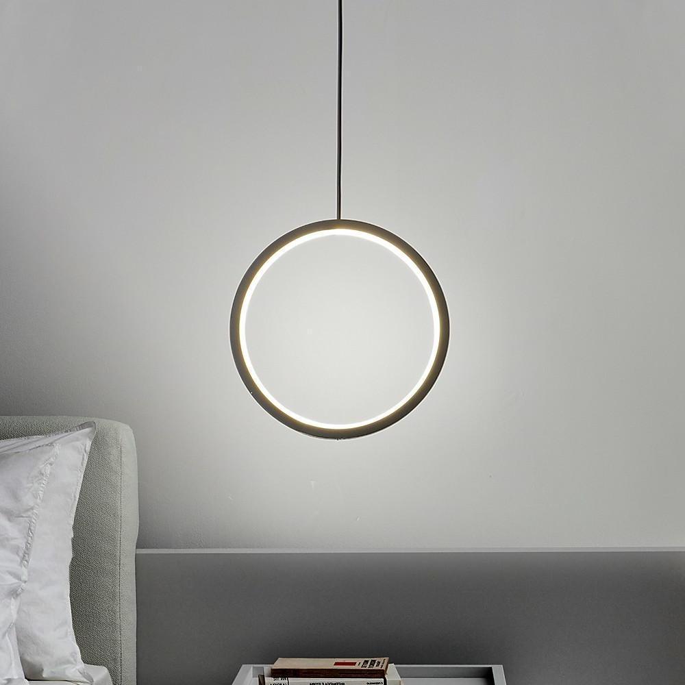 Modern Round Pendant Light | Dual LED Rings | Aluminum & Acrylic