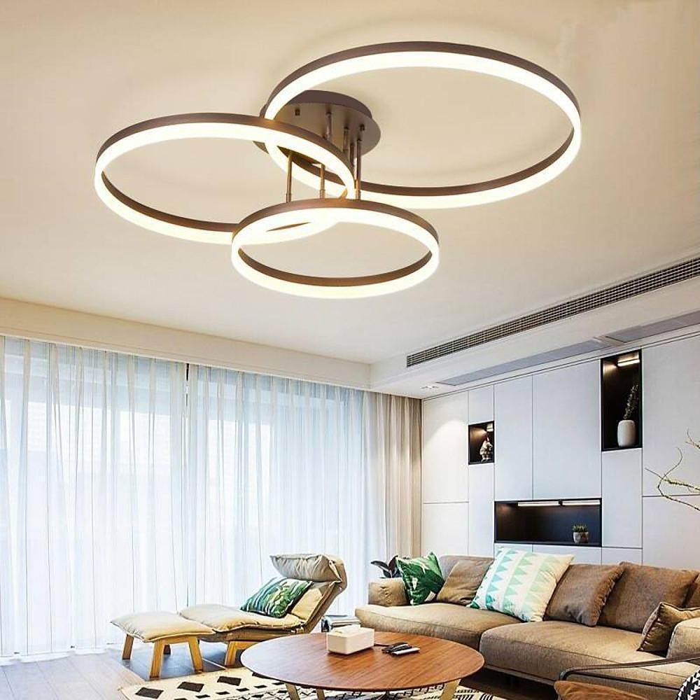 Modern Three-Ring LED Flush Mount Ceiling Light - Metal & Acrylic