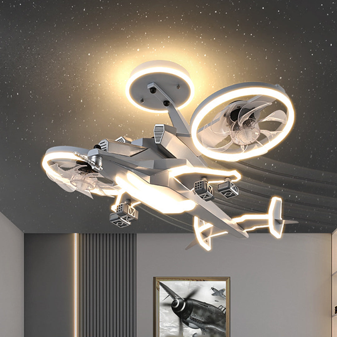 Fighter Jet Ceiling Fan Light with Inbuilt LED for Kids Room