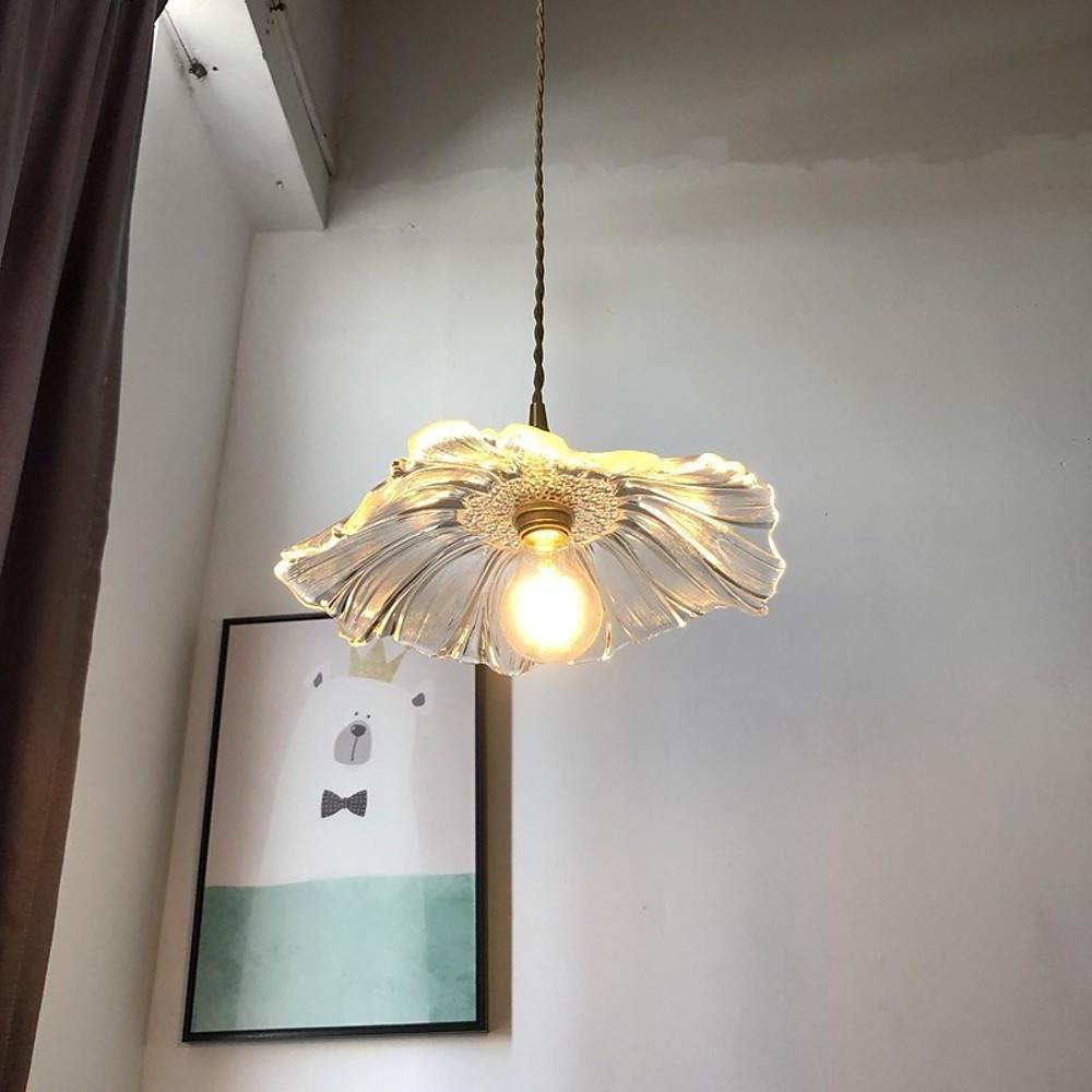 Nordic Flower Glass Pendant Light with Electroplated Copper Finish