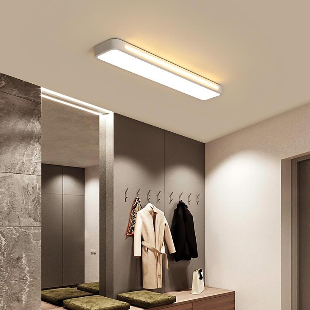 Modern Rectangular LED Flush Mount Ceiling Light - Black/White