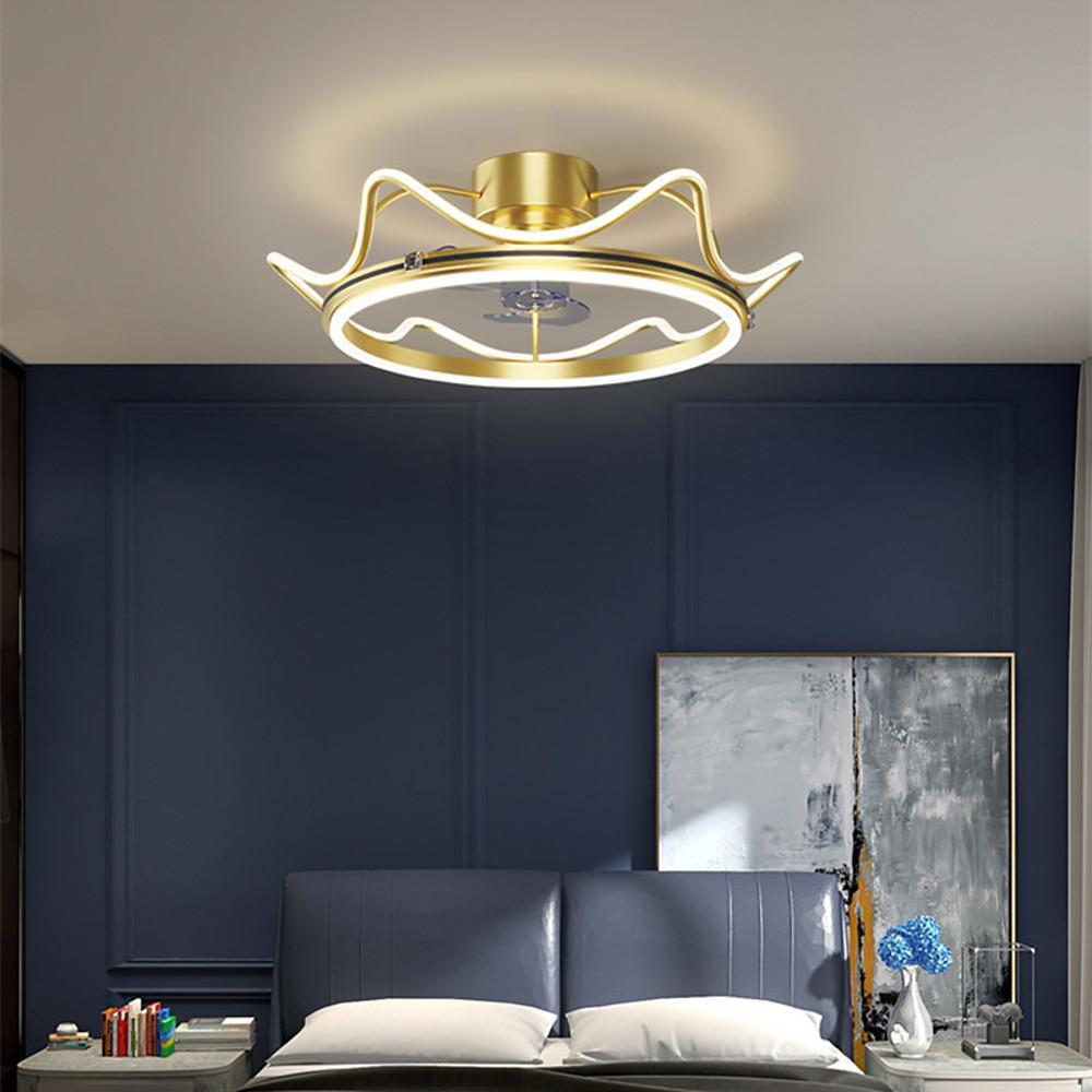 Modern Bladeless Ceiling Fan Light with LED - Metal & Acrylic