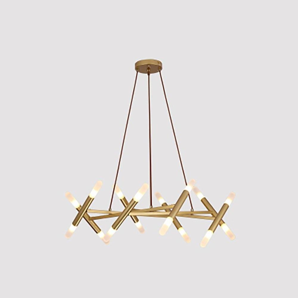 16-Light Industrial Metal Chandelier with LED Ambient Lighting