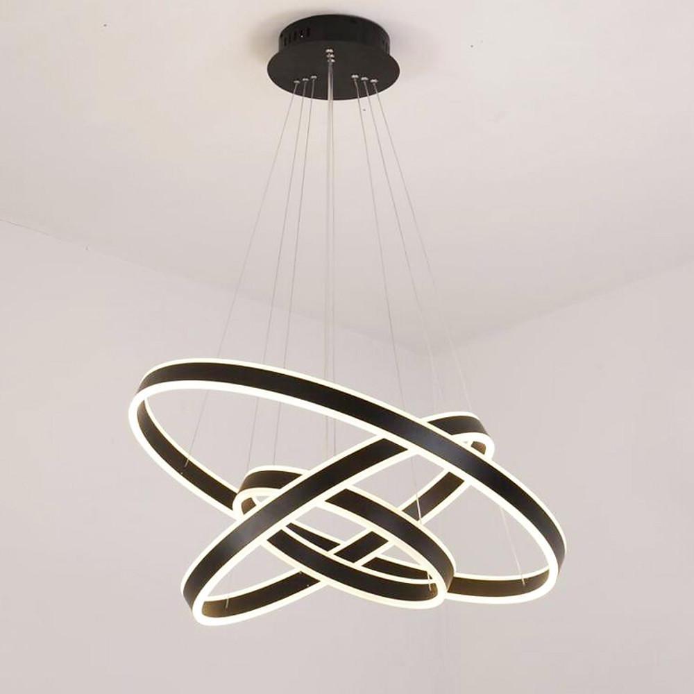 Modern 3-Ring LED Chandelier with Adjustable Height