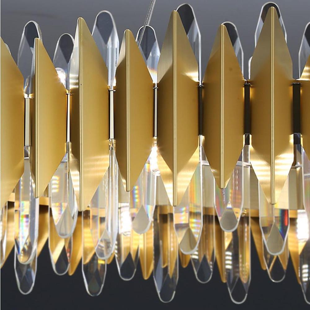 Modern Crystal Chandelier Round Stainless Steel Ceiling Light