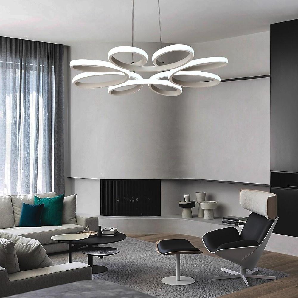 Curved Flower Dimmable LED Pendant Light - Modern Aluminum