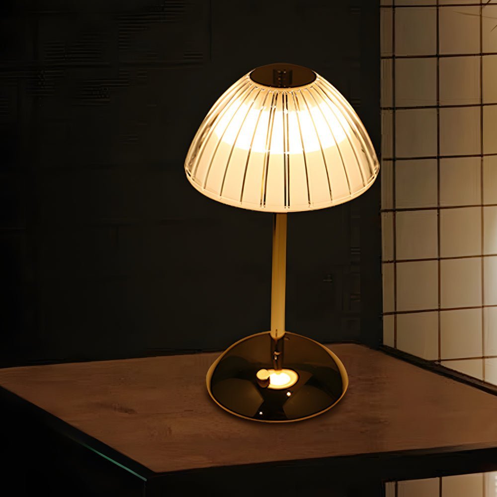 Rechargeable LED Brushed Brass Dome Table Lamp with Touch Dimmer