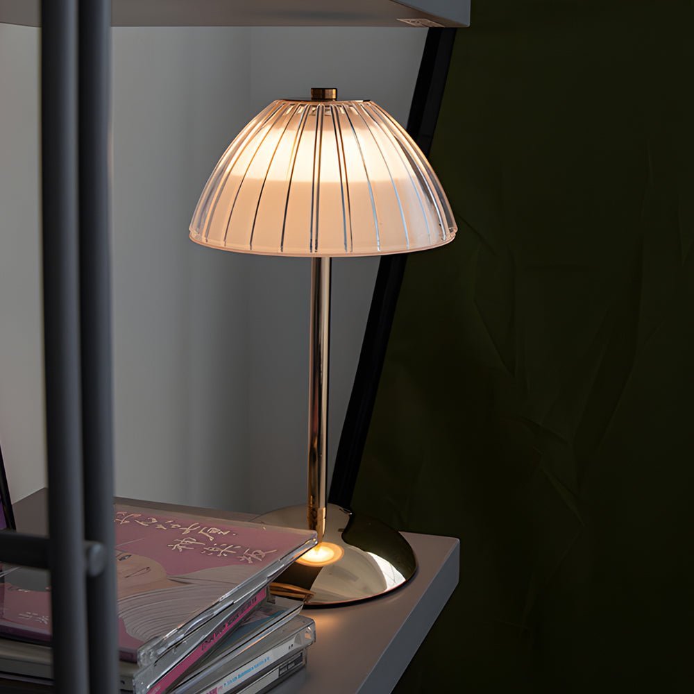 Rechargeable LED Brushed Brass Dome Table Lamp with Touch Dimmer