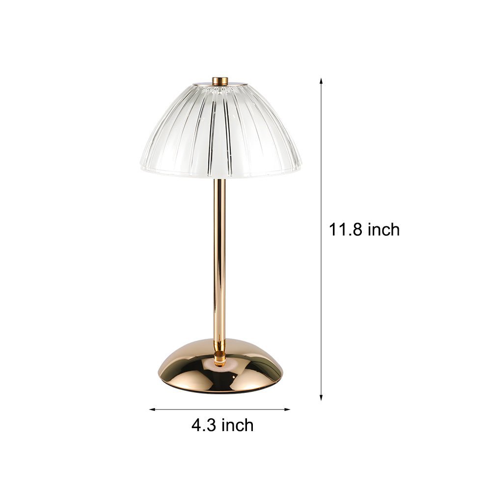 Rechargeable LED Brushed Brass Dome Table Lamp with Touch Dimmer