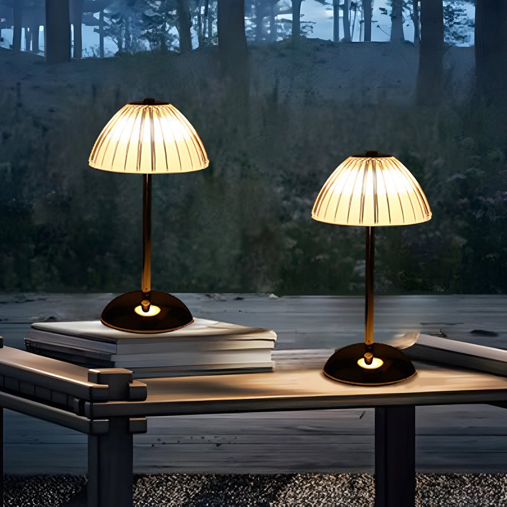 Rechargeable LED Brushed Brass Dome Table Lamp with Touch Dimmer