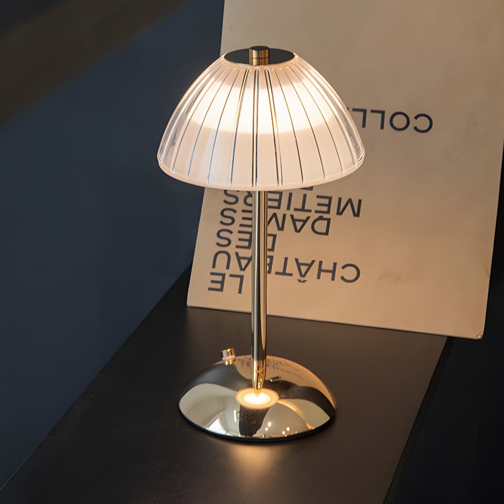 Rechargeable LED Brushed Brass Dome Table Lamp with Touch Dimmer