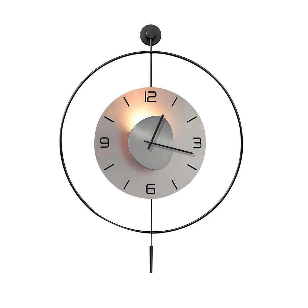 Modern LED Wall Clock with Aluminum Frame and Ambient Lighting