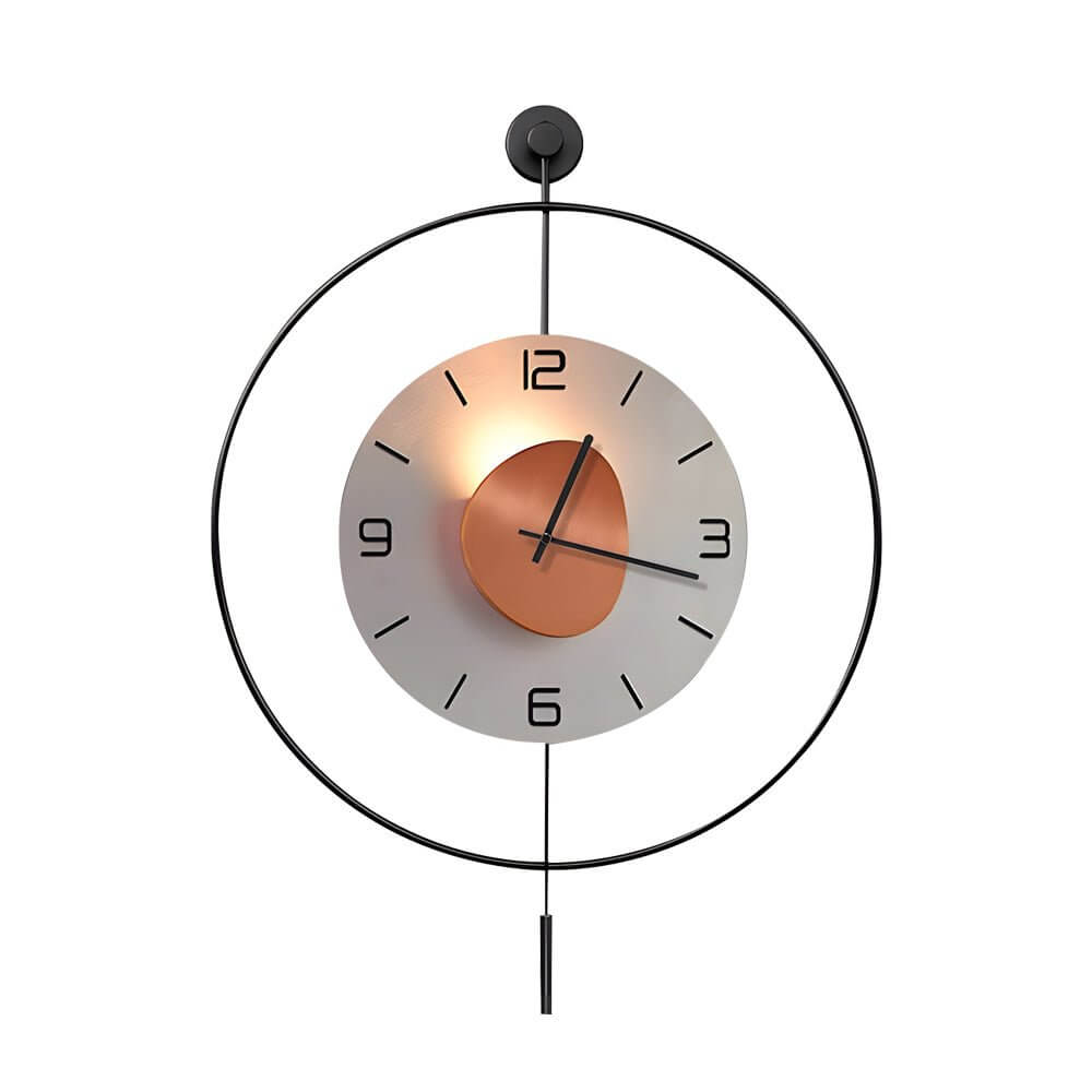 Modern LED Wall Clock with Aluminum Frame and Ambient Lighting