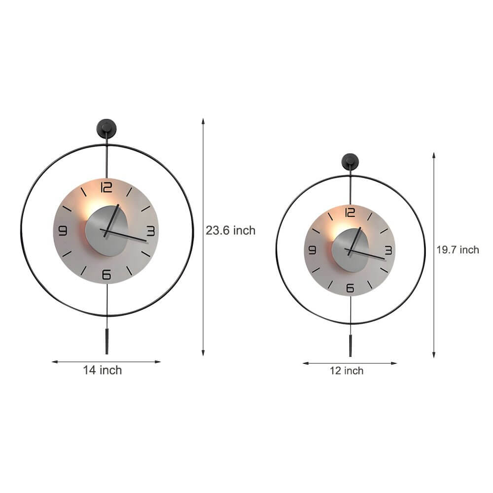 Modern LED Wall Clock with Aluminum Frame and Ambient Lighting