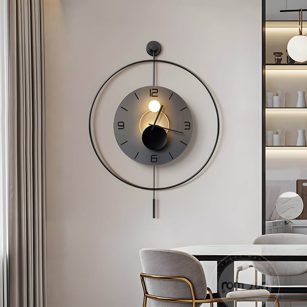 Modern LED Wall Clock with Aluminum Frame and Ambient Lighting