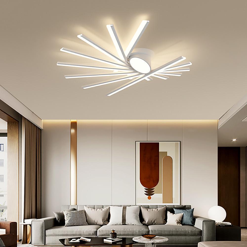 Linear Oval LED Flush Mount Ceiling Light - Modern White Metal