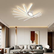 Linear Oval LED Flush Mount Ceiling Light - Modern White Metal