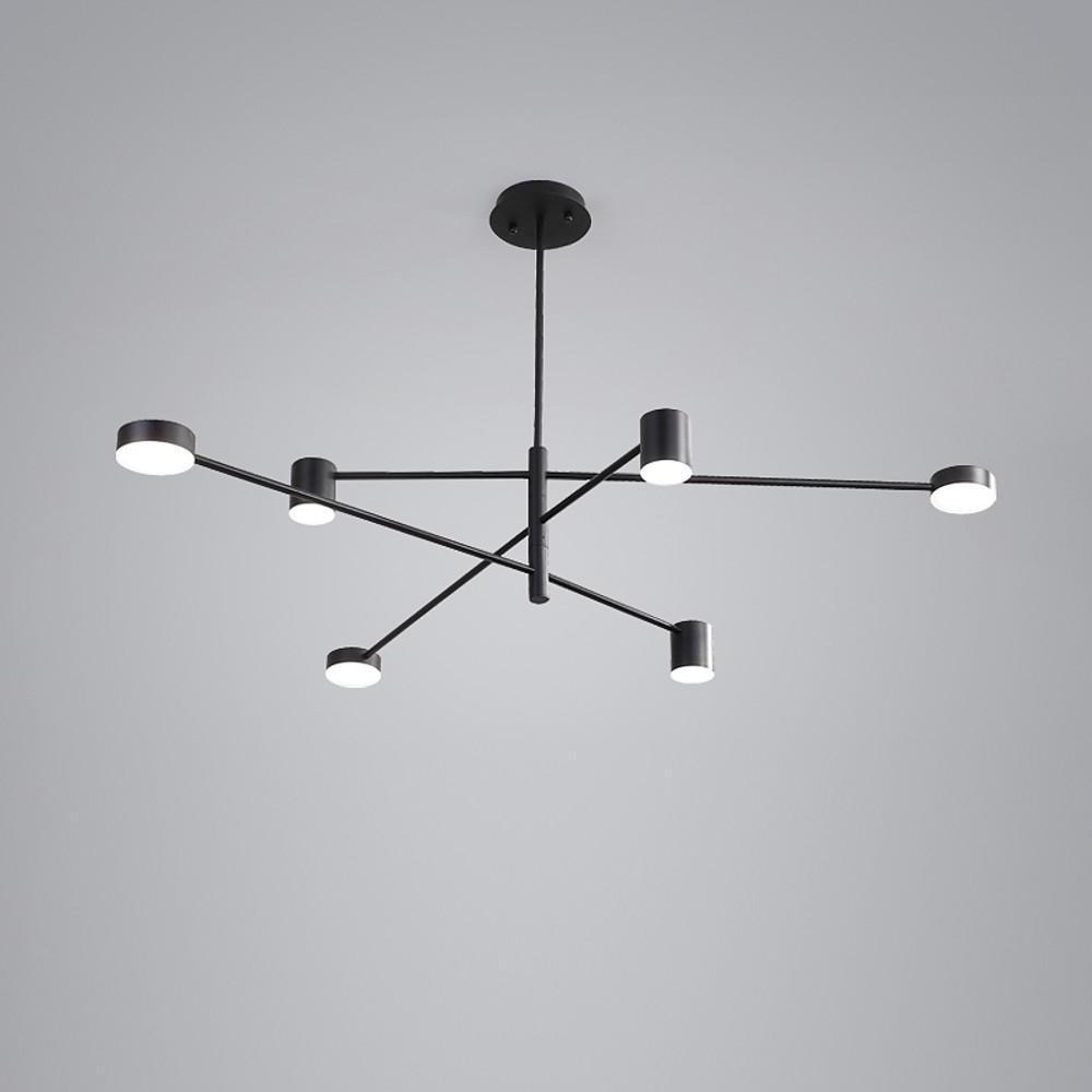 Modern Sputnik Chandelier Black Metal 6-Light LED Foyer Lighting