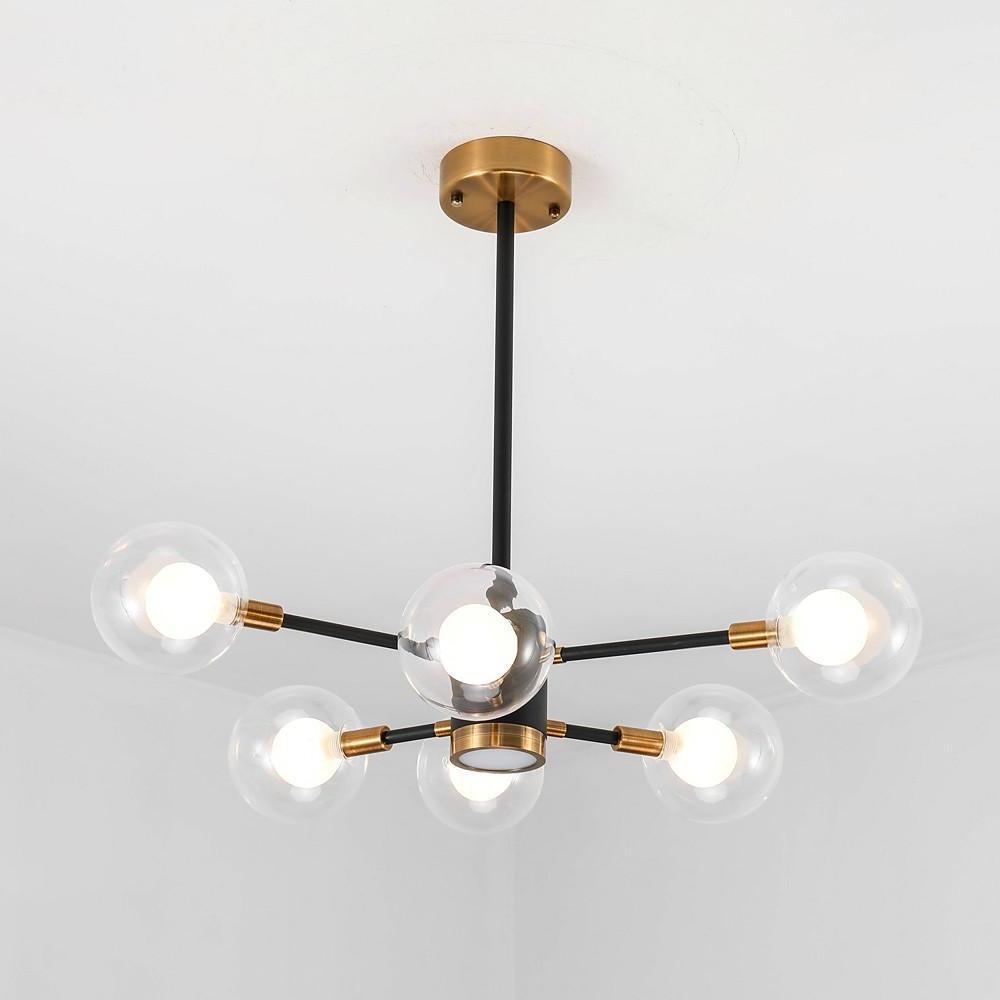 6-Light Modern Glass Globe Chandelier for Kitchen & Dining