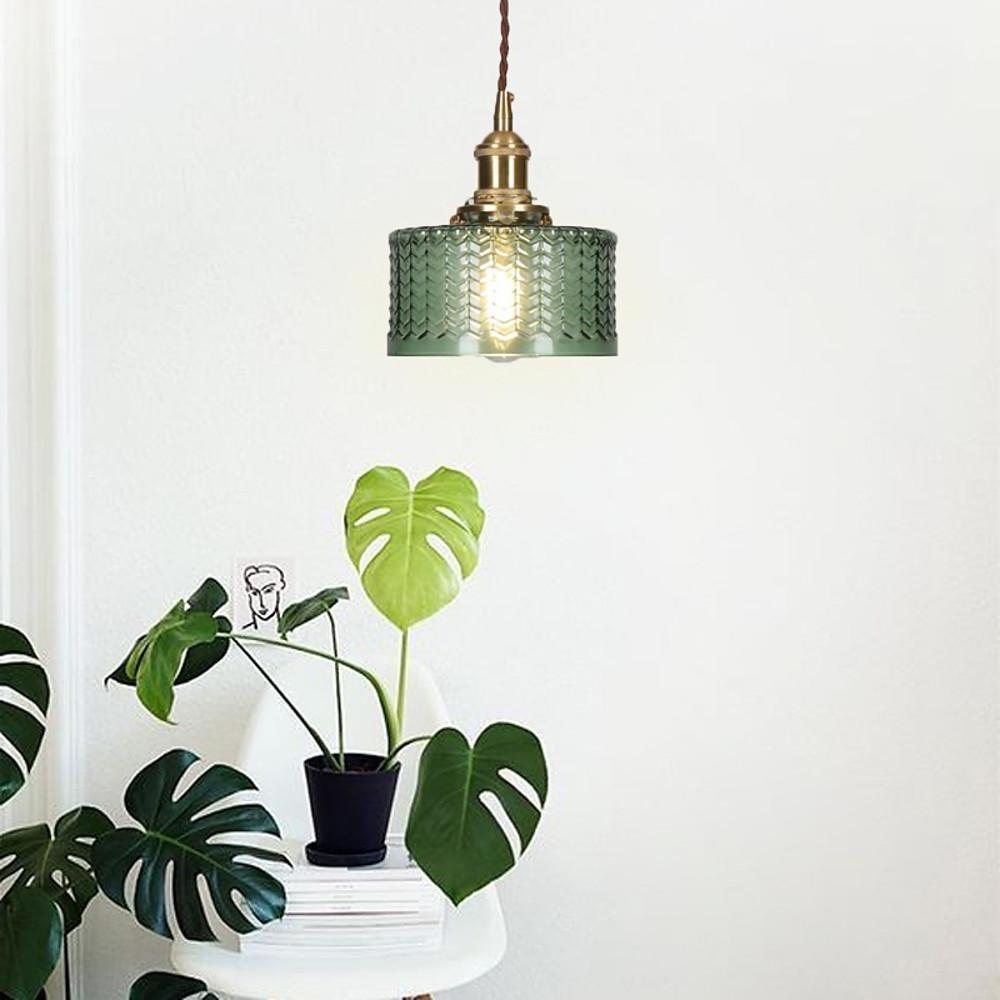Nordic Glass Pendant Light with Textured Shade - Modern Minimalist