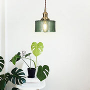 Nordic Glass Pendant Light with Textured Shade - Modern Minimalist