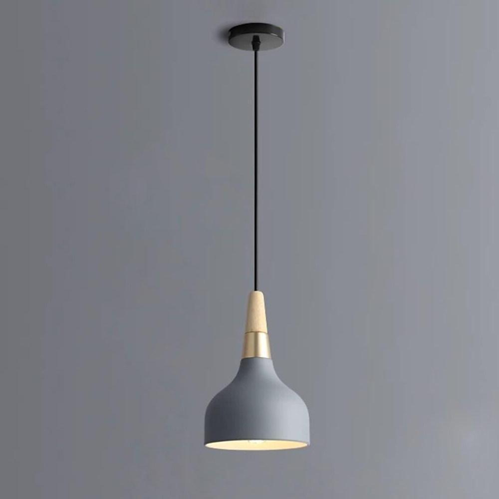 Modern Wood Metal Pendant Light LED Lantern Hanging Lamp