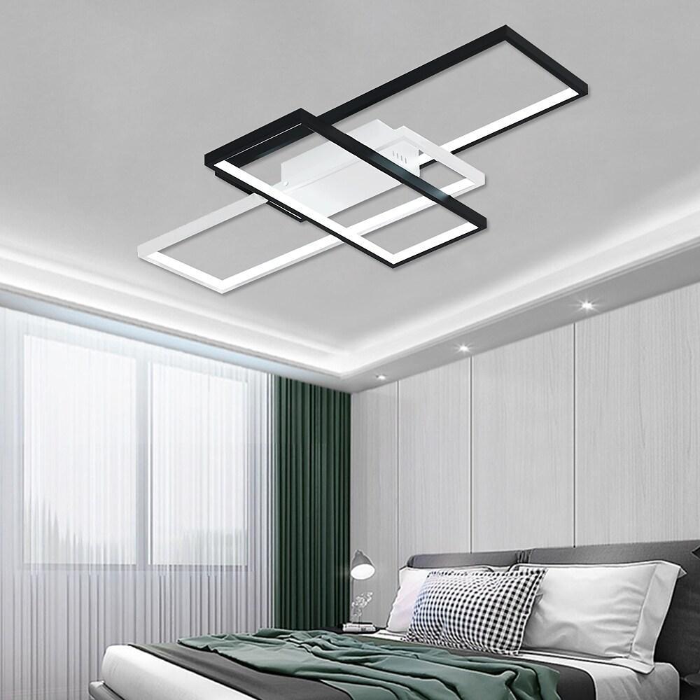 Tiered Rectangular Flush Mount LED Ceiling Light – Modern Metal