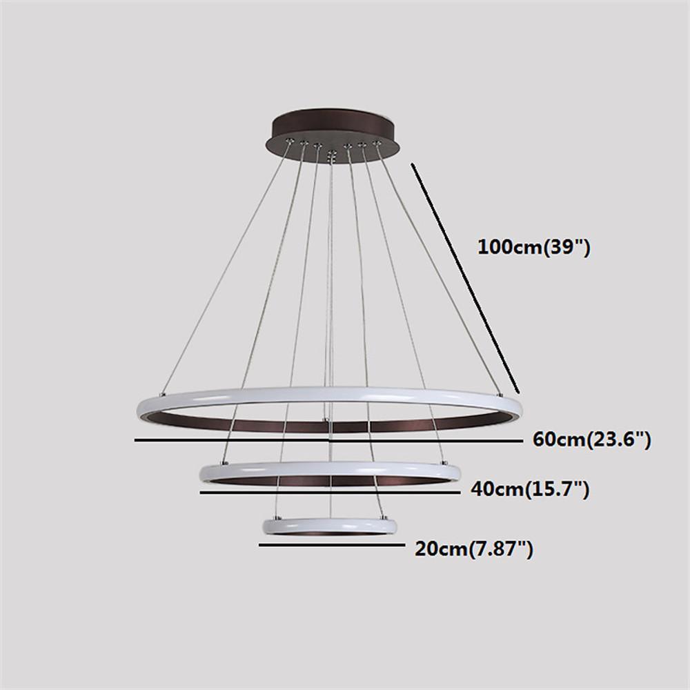 Adjustable Triple Ring Dimmable LED Chandelier Modern Black Metal