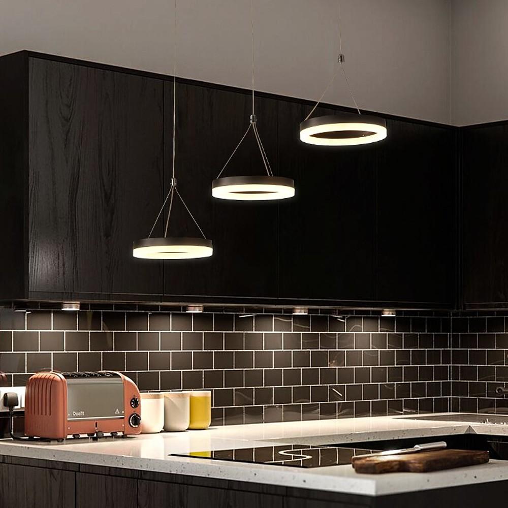 Modern 3-Ring Dimmable LED Chandelier with Adjustable Chains