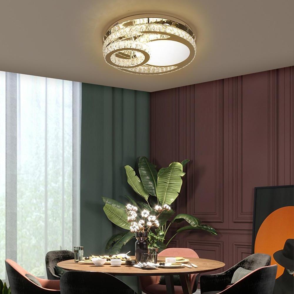Overlapping Circles Crystal Flush Mount LED Ceiling Light