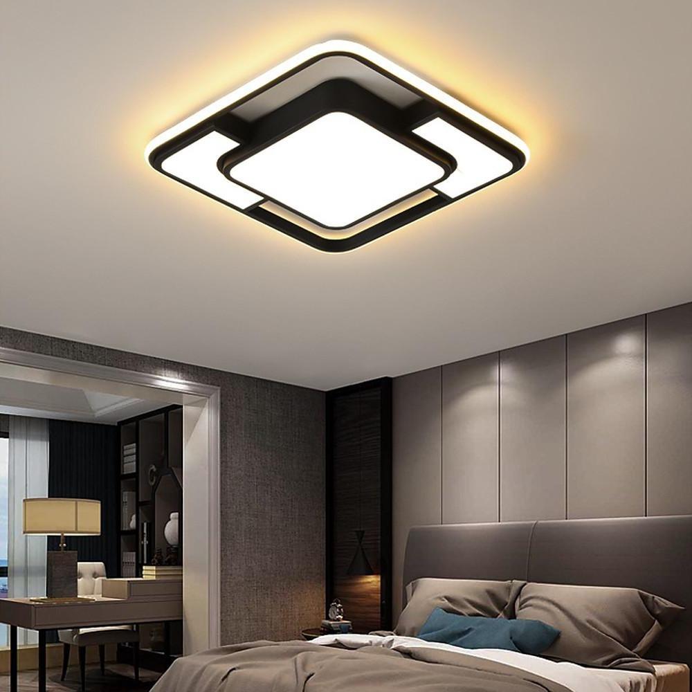 Modern Geometric LED Flush Mount Ceiling Light - Metal & Acrylic