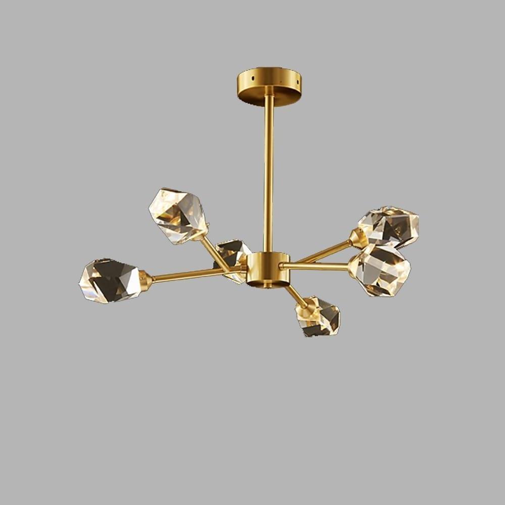 6-Light Crystal Chandelier with Gold Electroplated Finish