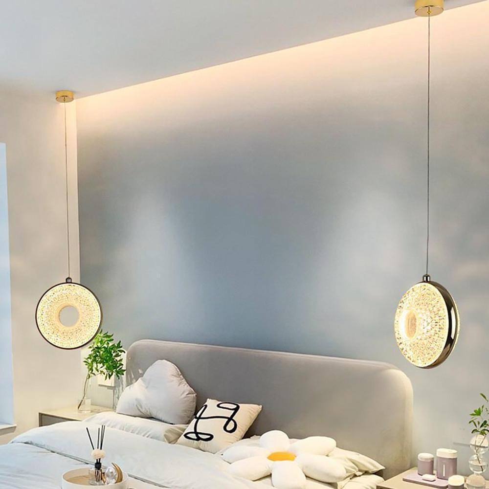 Modern Circle LED Pendant Light - Electroplated Metal & Acrylic