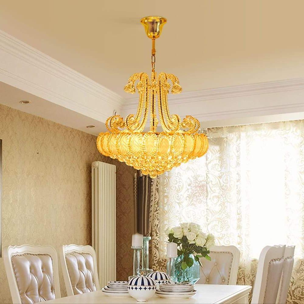 8-Light Crystal Chandelier - Modern Vintage Gold Silver Metal Frame