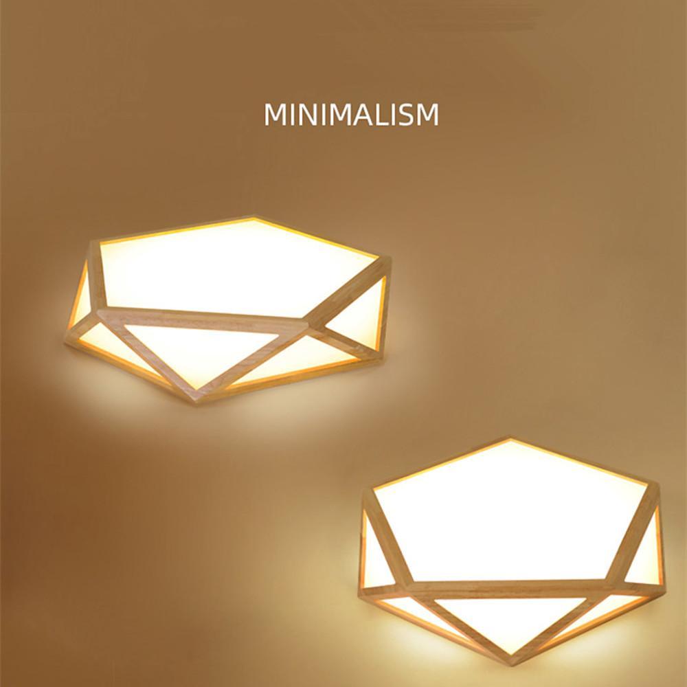 Geometric Wood Flush Mount Ceiling Light with LED