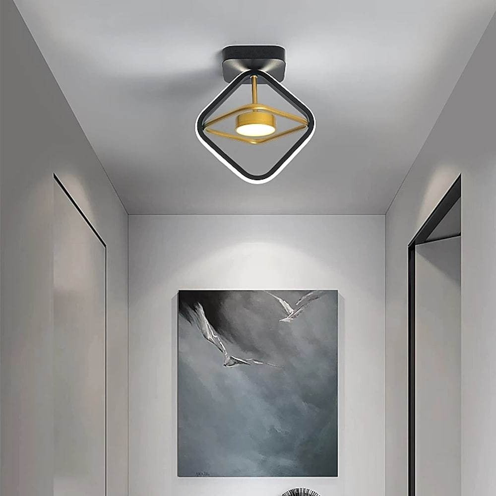 Modern Geometric LED Flush Mount Ceiling Light - Dimmable Entry