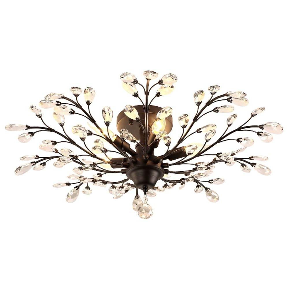 Crystal Flower Chandelier - Modern Ambient Lighting for Living Room