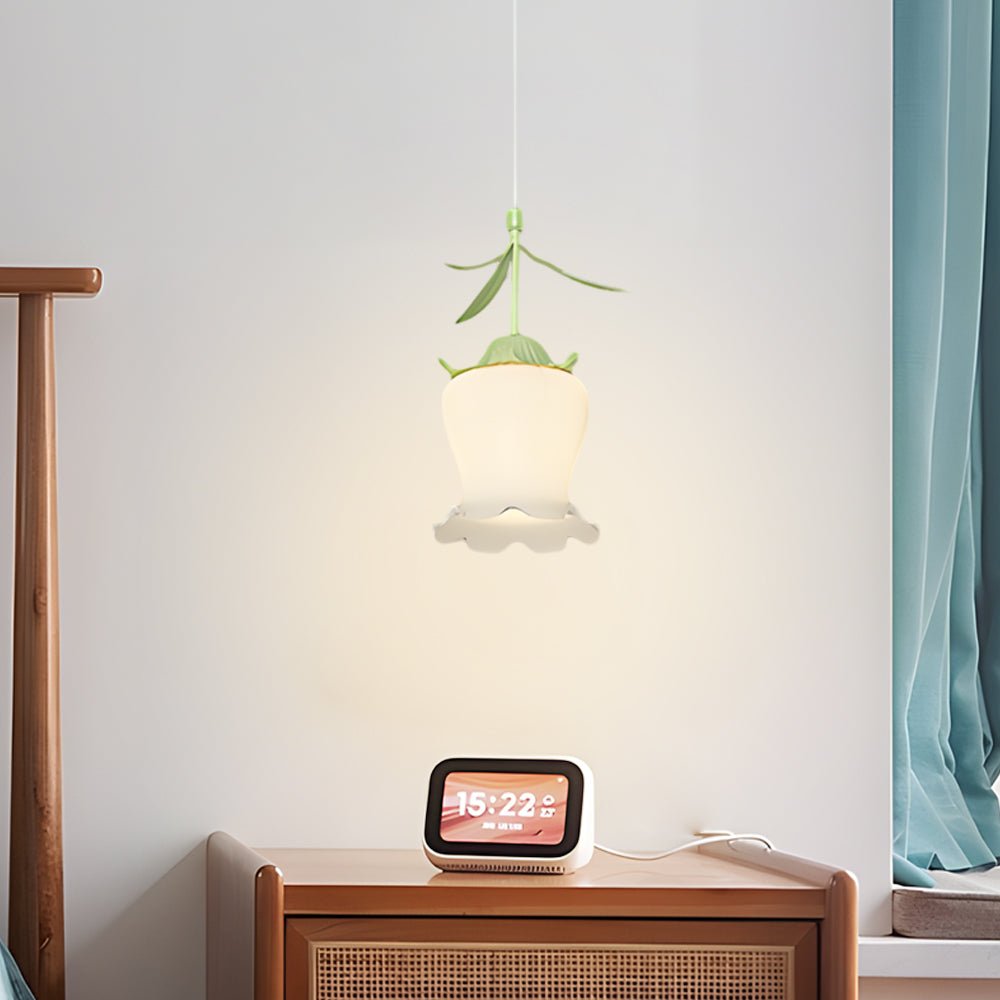 Green Orchid Flower Pendant Light with Three-Step Dimming