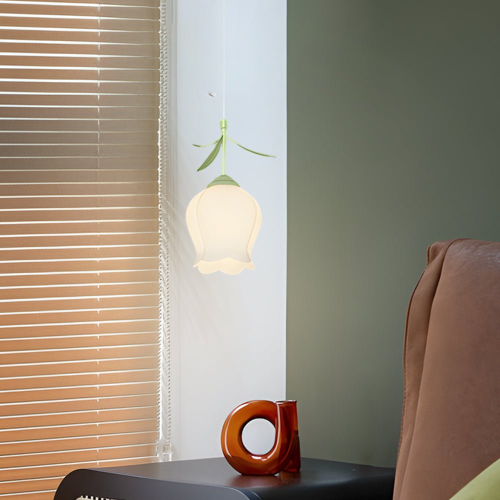 Green Orchid Flower Pendant Light with Three-Step Dimming