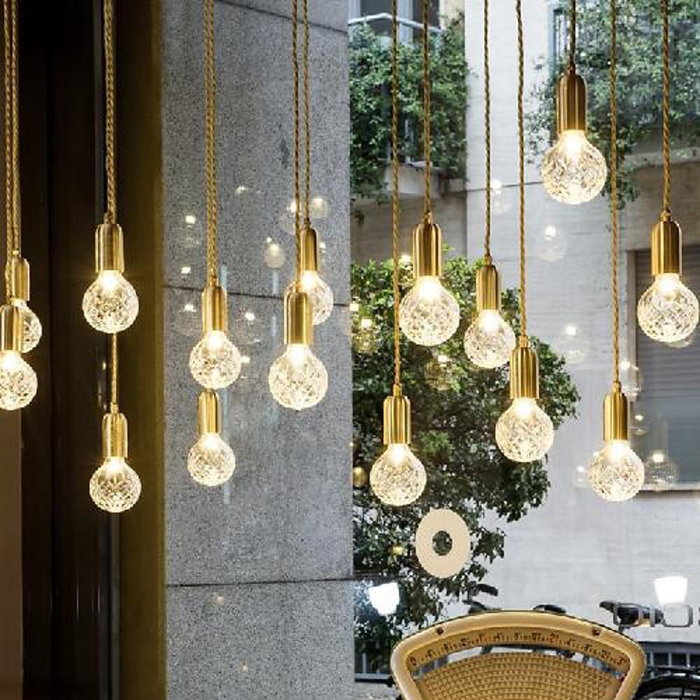 Nordic Glass Ball Pendant Light with Gold Metal Finish – LED