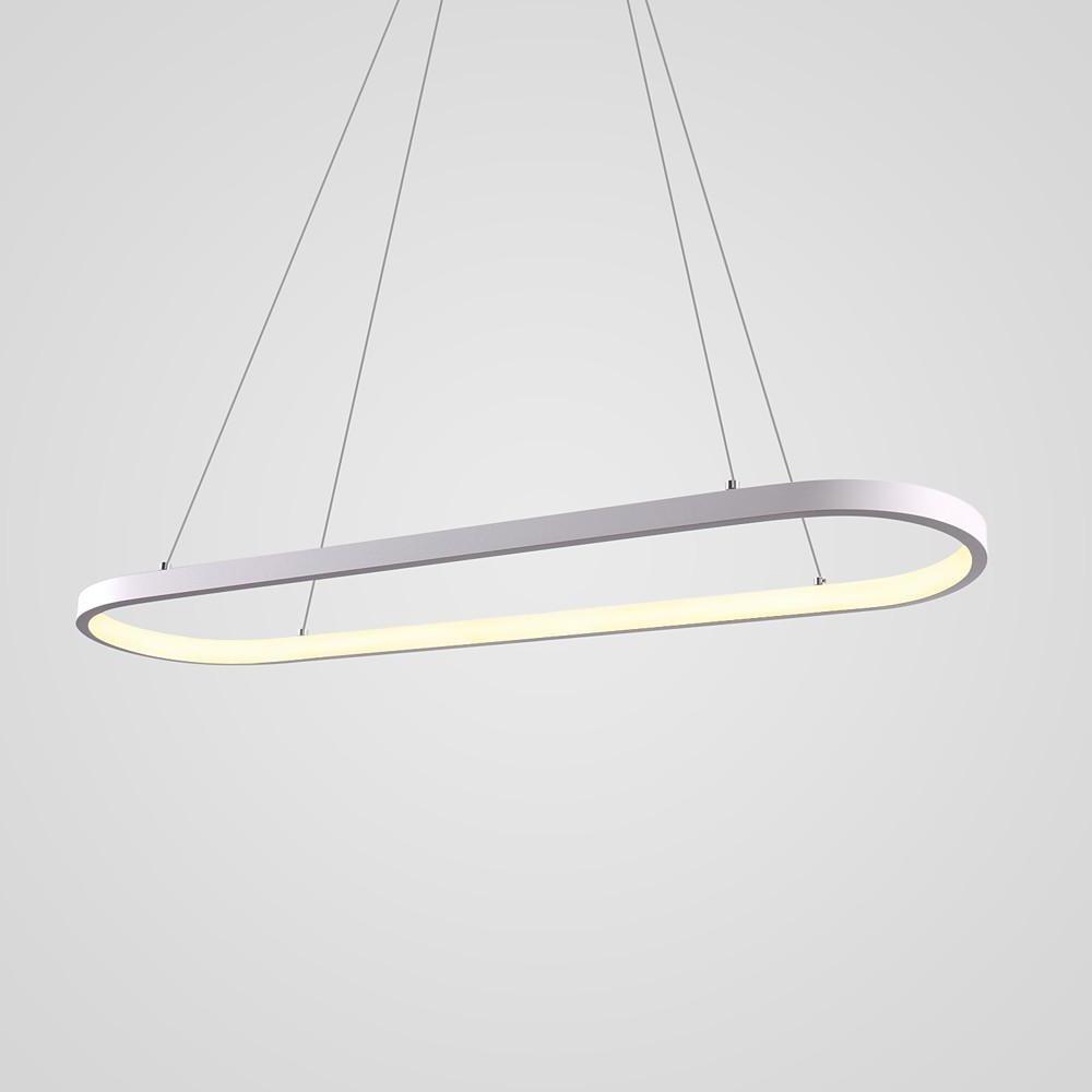 Modern Metal Pendant Light Curved Rectangular Design Dining Room