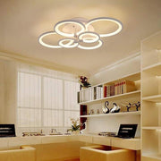 Modern Semi Flush Mount Light with Overlapping Rings - LED Ceiling