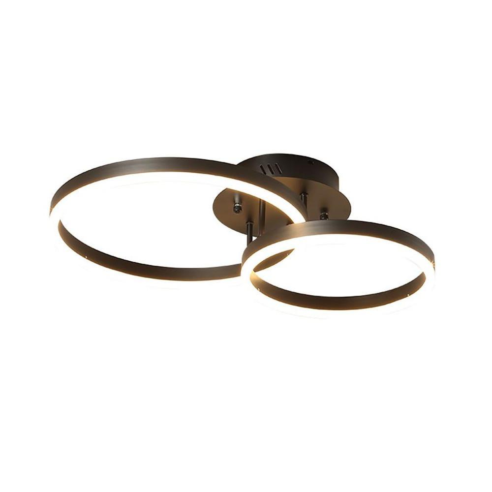 Modern 2-Circle Gold Flush Mount Ceiling Light with LED