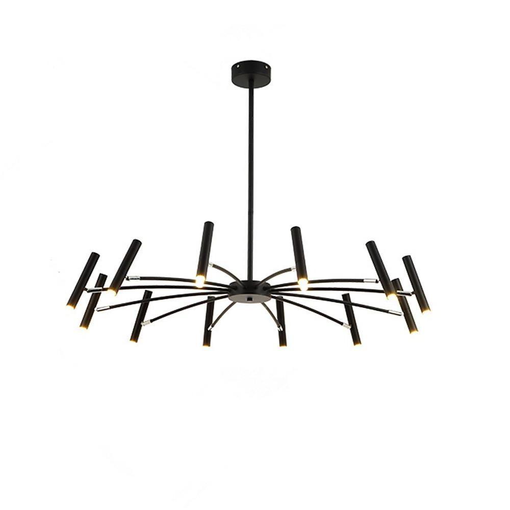 Linear Sputnik Chandelier - Black Metal, 12 Light Modern Fixture