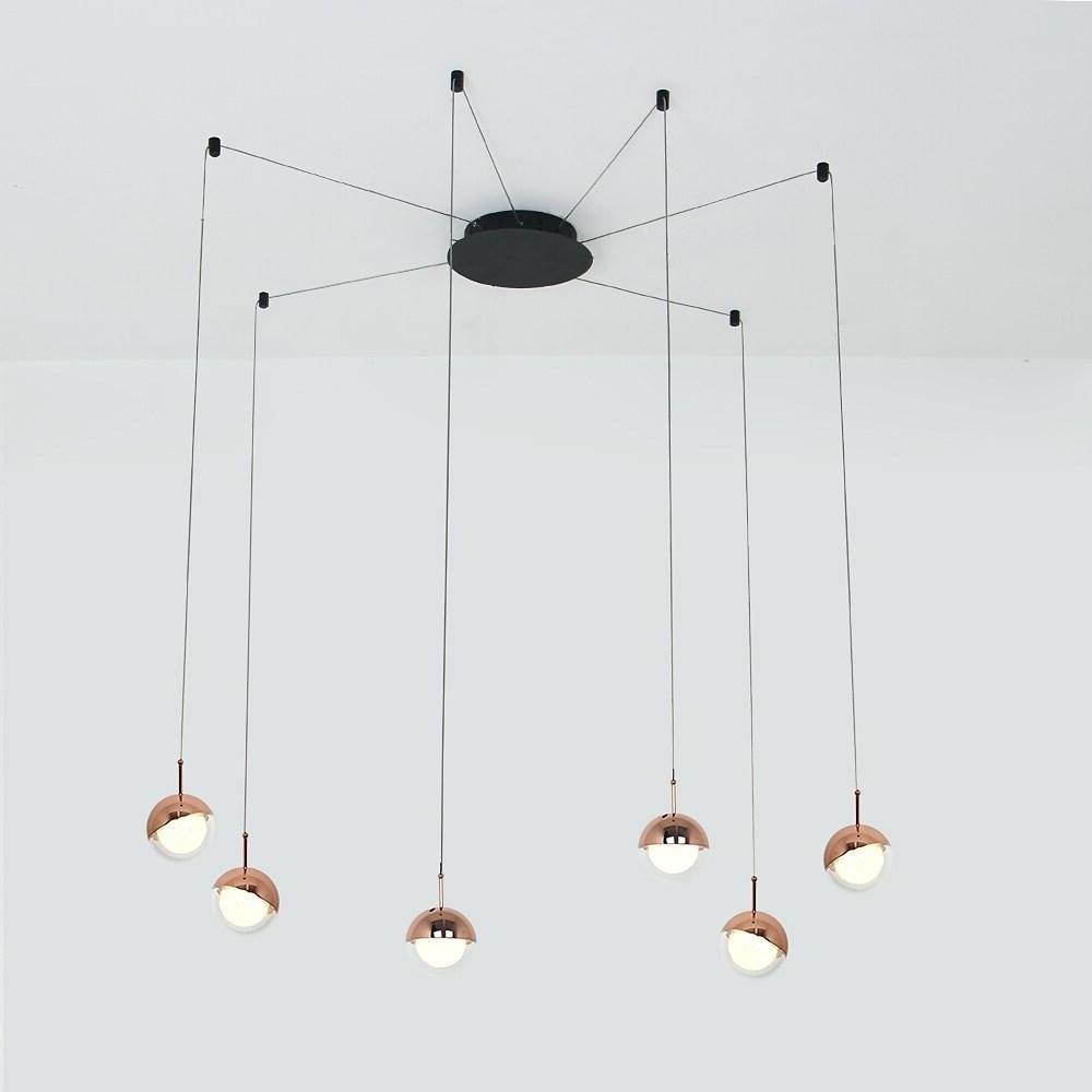 Modern Globe Cluster Pendant Light 6-Light Metal Acrylic Chandelier