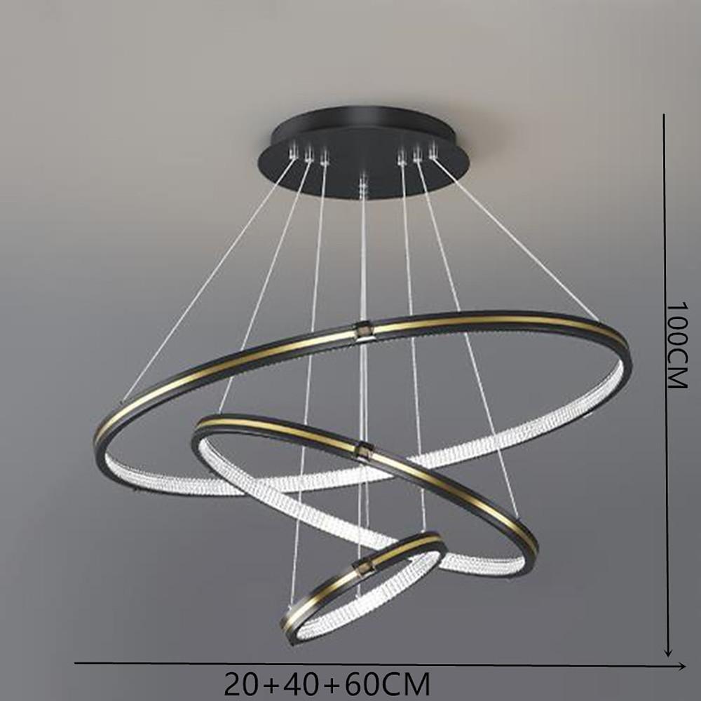 3-Ring LED Chandelier with Remote Control - Modern Metal & Acrylic