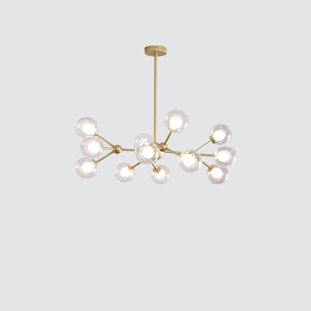 Modern Sputnik Chandelier with Glass Bubble Shades - 12 Lights