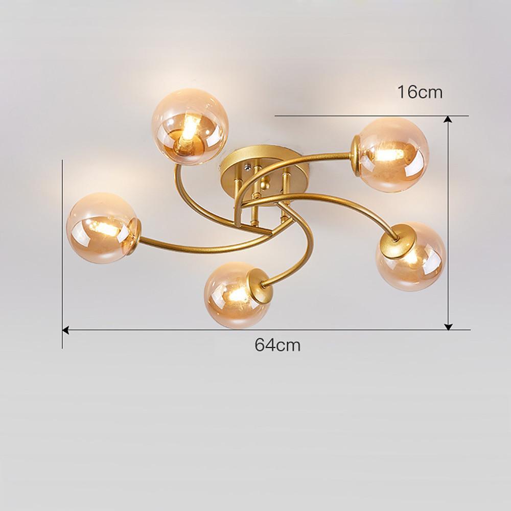 Modern Glass Globe Semi Flush Mount Ceiling Light - 3 or 5 Light