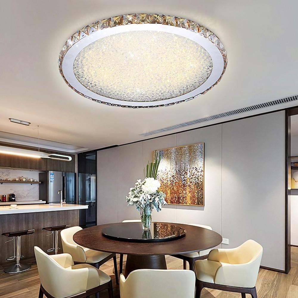 16" Crystal Round Flush Mount Ceiling Light - Antique Metal LED