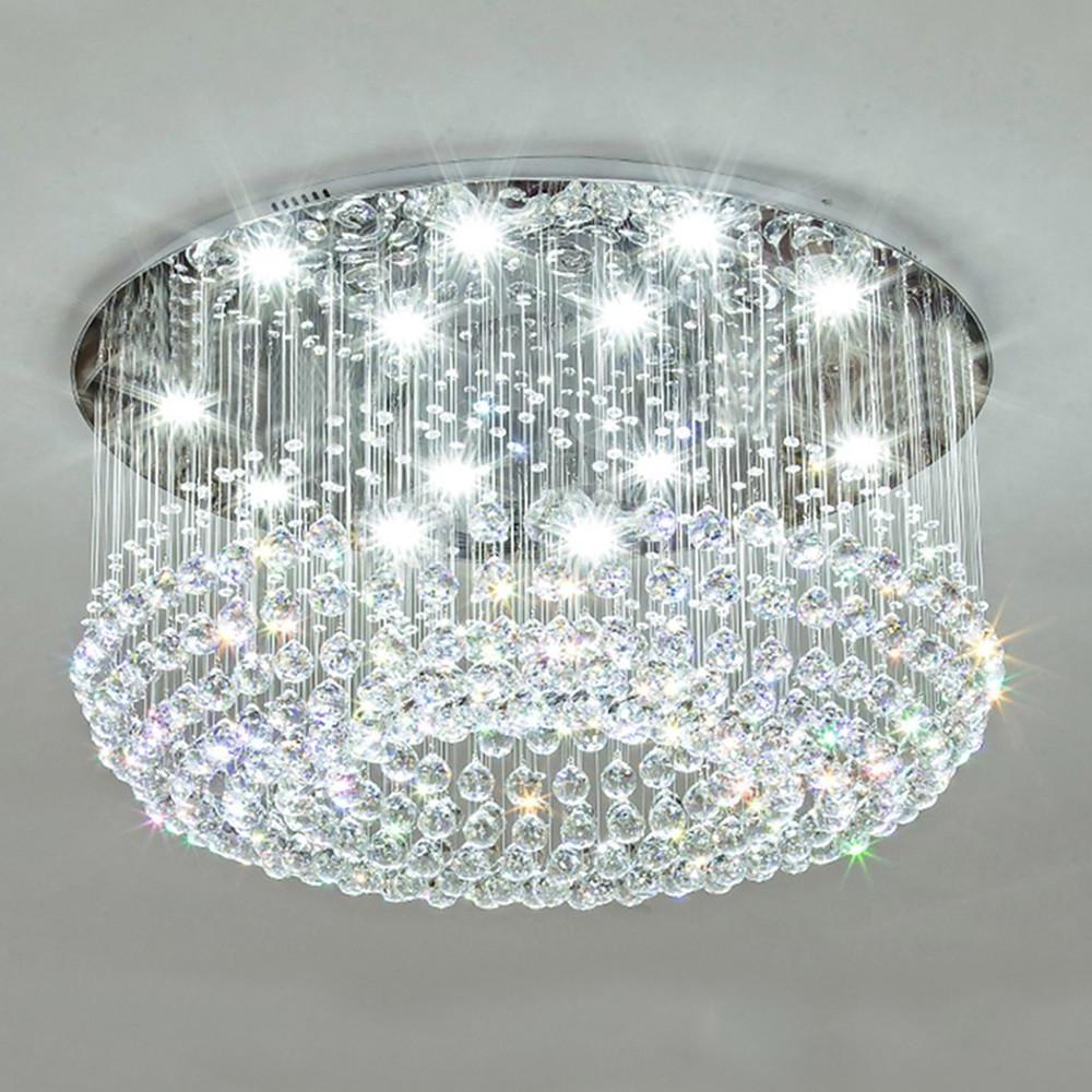 Crystal Drum Flush Mount Chandelier Modern 5-Tier LED Ceiling Light